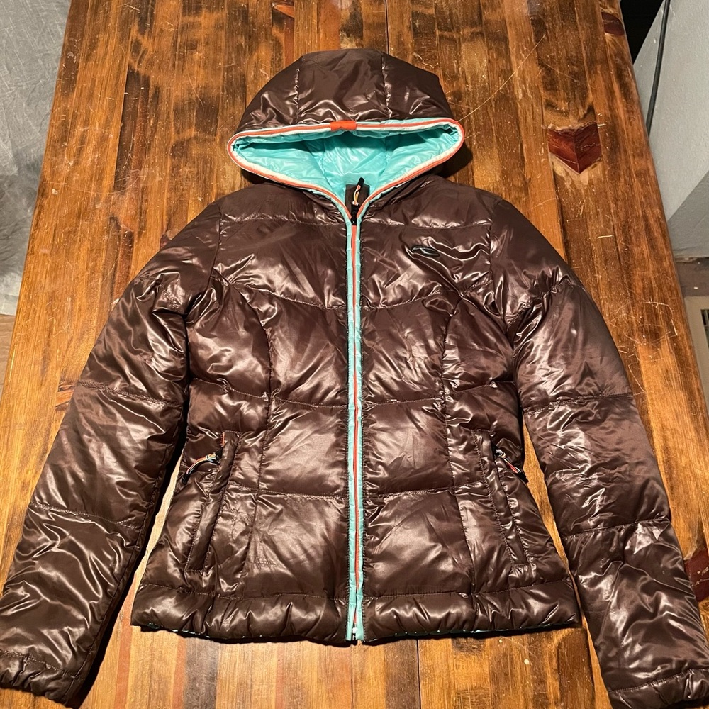 KJUS Puffer Jacket size womens Medium 38 Brown Teal